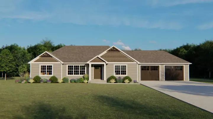 Ranch house plans 104-133 - front exterior, 1,696 sq ft, 3 bed, 2 bath house plans | Monster House Plans