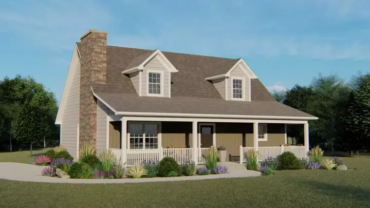 Farmhouse house plans 104-146 - front exterior, 1,750 sq ft, 3 bed, 2 bath house plans | Monster House Plans