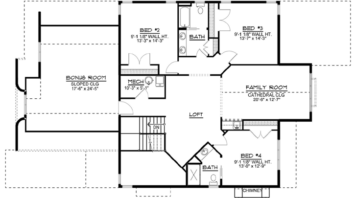 Upper/Second Floor Plan:104-165