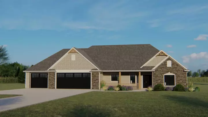Ranch house plans 104-183 - front exterior, 1,864 sq ft, 3 bed, 2 bath house plans | Monster House Plans