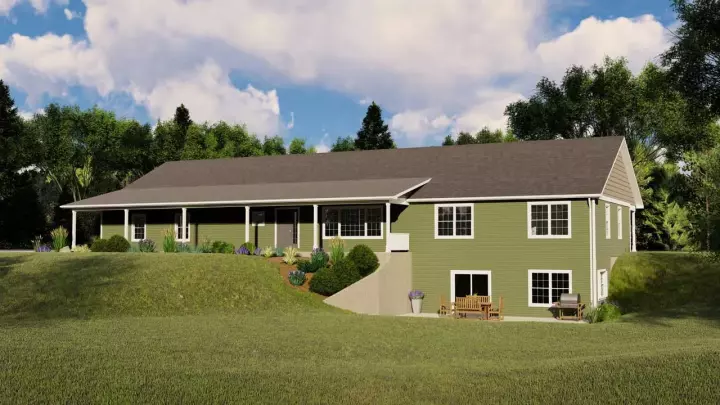 Country house plans 104-194 - front exterior, 2,183 sq ft, 2 bed, 4 bath house plans | Monster House Plans