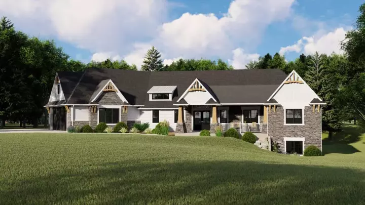Craftsman house plans 104-196 - front exterior, 2,665 sq ft, 4 bed, 3 bath house plans | Monster House Plans
