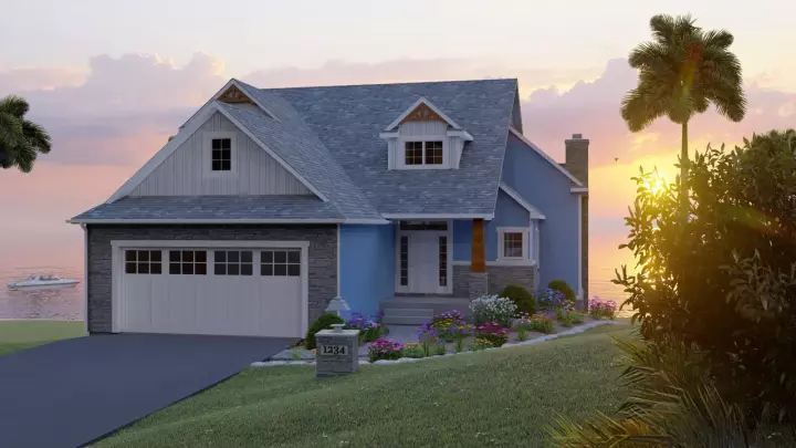 Craftsman house plans 104-207 - front exterior, 2,500 sq ft, 3 bed, 2 bath house plans | Monster House Plans