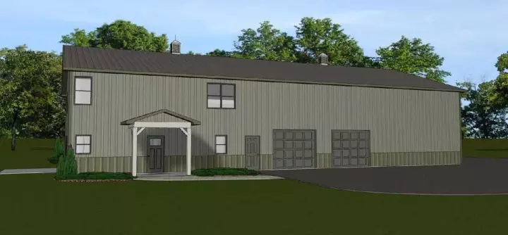 Barndominium house plans 104-229 - front exterior, 3,192 sq ft, 3 bed, 3 bath house plans | Monster House Plans