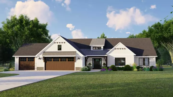 Modern Farmhouse house plans 104-239 - front exterior, 2,337 sq ft, 3 bed, 2 bath house plans | Monster House Plans
