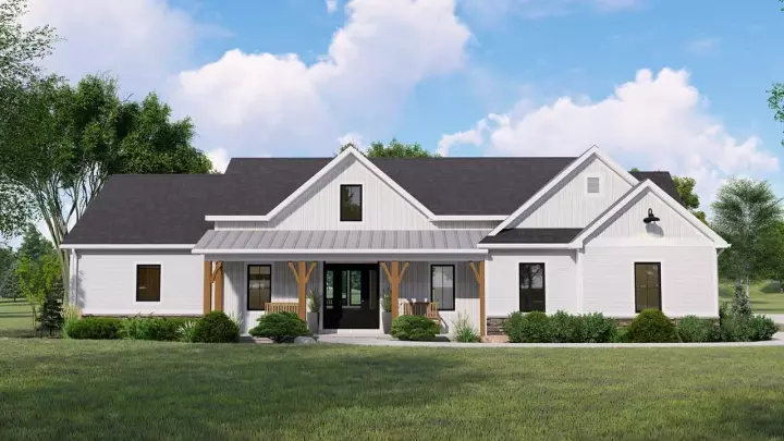 Modern Farmhouse house plans 104-249 - front exterior, 2,147 sq ft, 2 bed, 2 bath house plans | Monster House Plans