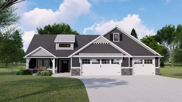 Modern Farmhouse house plans 104-251 - front exterior, 2,322 sq ft, 3 bed, 2 bath house plans | Monster House Plans