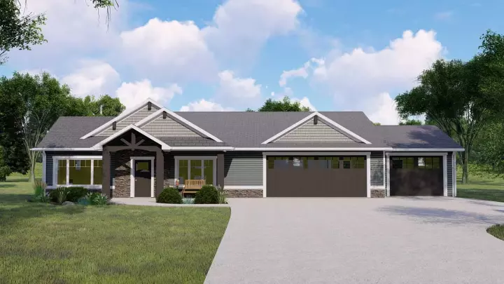 Craftsman house plans 104-255 - front exterior, 1,966 sq ft, 2 bed, 2 bath house plans | Monster House Plans