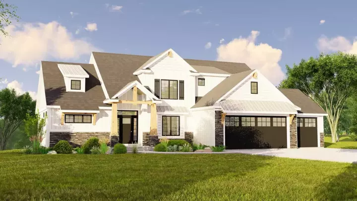 Craftsman house plans 104-264 - front exterior, 3,005 sq ft, 4 bed, 3 bath house plans | Monster House Plans
