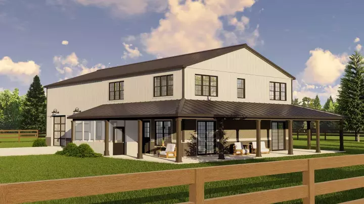 Barndominium house plans 104-268 - front exterior, 2,311 sq ft, 3 bed, 3 bath house plans | Monster House Plans