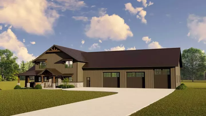Barndominium house plans 104-275 - front exterior, 2,779 sq ft, 3 bed, 3 bath house plans | Monster House Plans