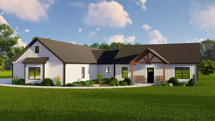 Ranch house plans 104-276 - front exterior, 2,166 sq ft, 3 bed, 2 bath house plans | Monster House Plans