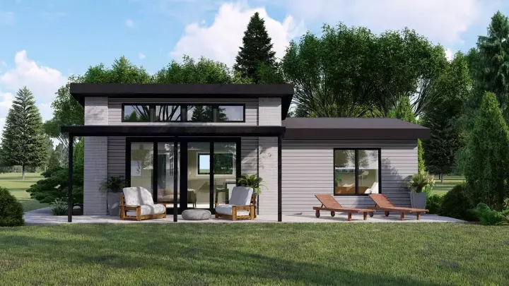 Contemporary house plans 104-279 - front exterior, 816 sq ft, 1 bed, 1 bath house plans | Monster House Plans