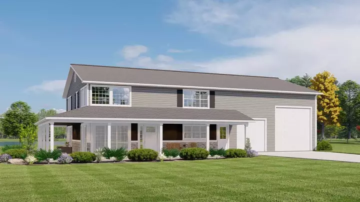 Barndominium house plans 104-287 - front exterior, 3,004 sq ft, 3 bed, 2 bath house plans | Monster House Plans