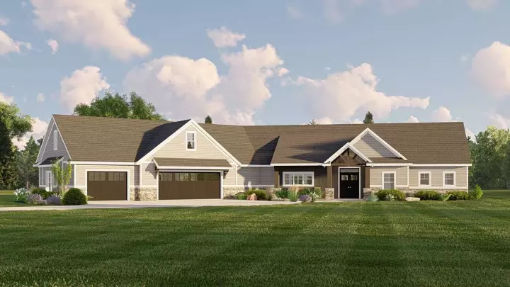 Craftsman house plans 104-288 - front exterior, 2,262 sq ft, 3 bed, 2 bath house plans | Monster House Plans