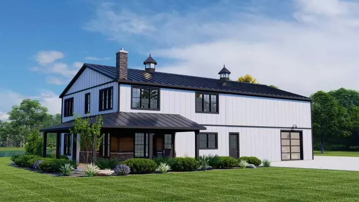 Barndominium house plans 104-289 - front exterior, 1,986 sq ft, 3 bed, 2 bath house plans | Monster House Plans