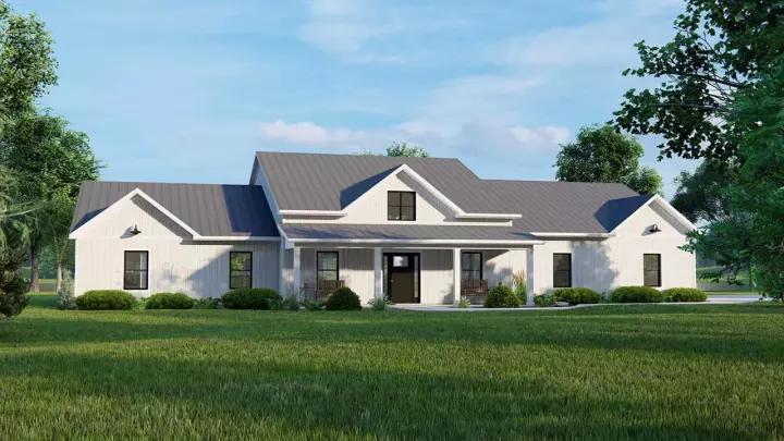 Modern Farmhouse house plans 104-301 - front exterior, 2,454 sq ft, 3 bed, 2 bath house plans | Monster House Plans