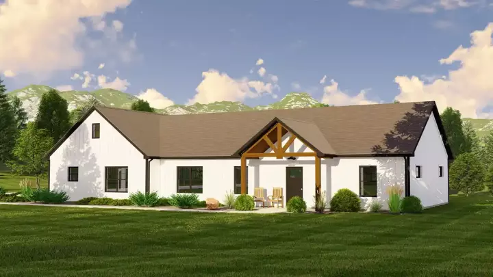 Barndominium house plans 104-309 - front exterior, 2,126 sq ft, 3 bed, 2 bath house plans | Monster House Plans