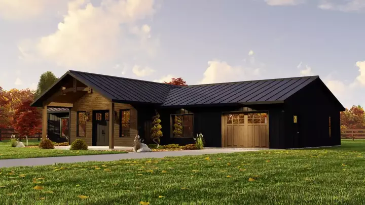 Country house plans 104-316 - front exterior, 1,737 sq ft, 2 bed, 1 bath house plans | Monster House Plans