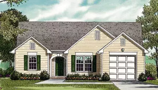 Traditional house plans 106-101 - front exterior, 1,151 sq ft, 3 bed, 2 bath house plans | Monster House Plans