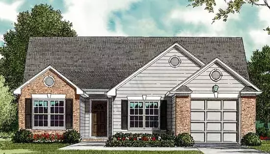 Country house plans 106-102 - front exterior, 1,151 sq ft, 3 bed, 2 bath house plans | Monster House Plans