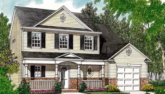 Southern Colonial house plans 106-107 - front exterior, 1,354 sq ft, 3 bed, 2 bath house plans | Monster House Plans