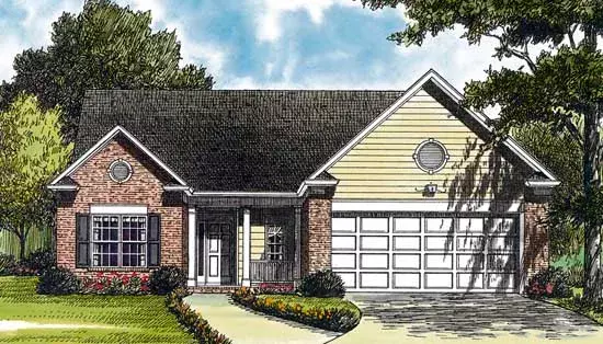 Traditional house plans 106-114 - front exterior, 1,402 sq ft, 3 bed, 2 bath house plans | Monster House Plans