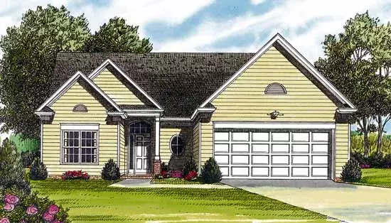 Traditional house plans 106-115 - front exterior, 1,402 sq ft, 3 bed, 2 bath house plans | Monster House Plans