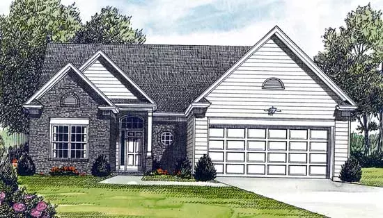 Traditional house plans 106-116 - front exterior, 1,402 sq ft, 3 bed, 2 bath house plans | Monster House Plans