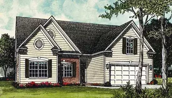 Traditional house plans 106-120 - front exterior, 1,458 sq ft, 3 bed, 2 bath house plans | Monster House Plans