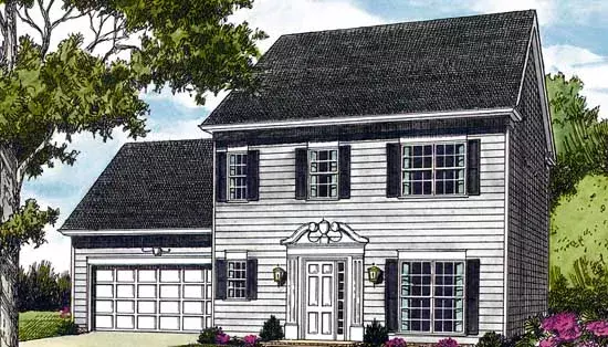 Colonial house plans 106-127 - front exterior, 1,550 sq ft, 3 bed, 2 bath house plans | Monster House Plans