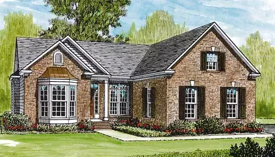 Traditional house plans 106-138 - front exterior, 1,734 sq ft, 3 bed, 2 bath house plans | Monster House Plans