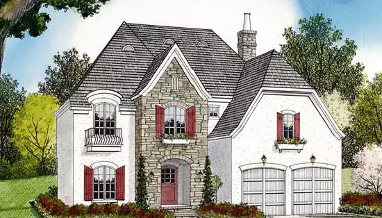 English Country house plans 106-143 - front exterior, 1,759 sq ft, 3 bed, 2 bath house plans | Monster House Plans