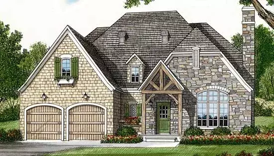 English Country house plans 106-145 - front exterior, 1,779 sq ft, 3 bed, 2 bath house plans | Monster House Plans