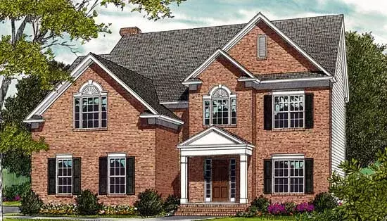 Colonial house plans 106-146 - front exterior, 1,821 sq ft, 3 bed, 2 bath house plans | Monster House Plans