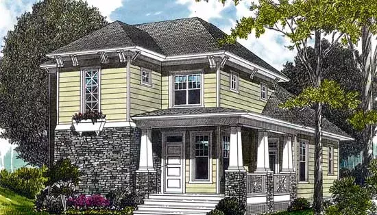 Bungalow house plans 106-148 - front exterior, 1,898 sq ft, 3 bed, 2 bath house plans | Monster House Plans