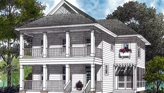 Southern Colonial house plans 106-155 - front exterior, 1,950 sq ft, 3 bed, 2 bath house plans | Monster House Plans