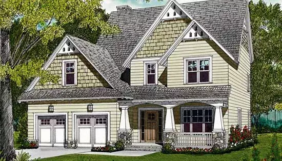 Craftsman house plans 106-167 - front exterior, 1,997 sq ft, 3 bed, 2 bath house plans | Monster House Plans