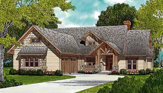 Craftsman house plans 106-173 - front exterior, 2,093 sq ft, 3 bed, 3 bath house plans | Monster House Plans