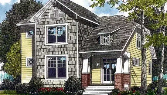 Bungalow house plans 106-176 - front exterior, 2,100 sq ft, 3 bed, 2 bath house plans | Monster House Plans