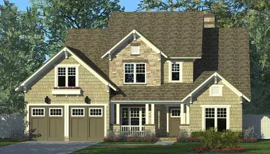 Craftsman house plans 106-197 - front exterior, 2,284 sq ft, 3 bed, 2 bath house plans | Monster House Plans