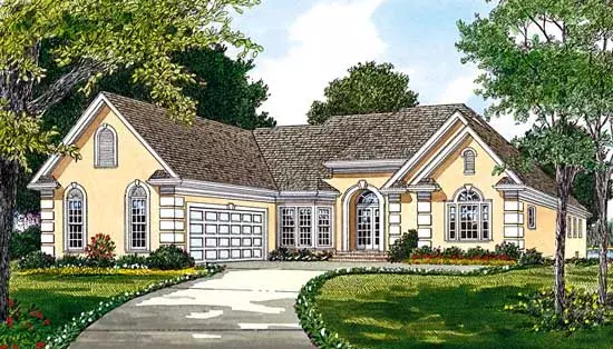 Mediterranean house plans 106-212 - front exterior, 2,452 sq ft, 3 bed, 2 bath house plans | Monster House Plans