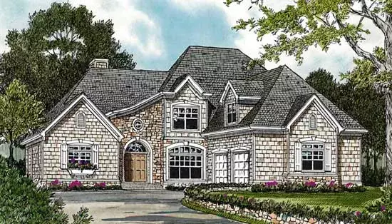 Cottage house plans 106-216 - front exterior, 3,267 sq ft, 4 bed, 3 bath house plans | Monster House Plans