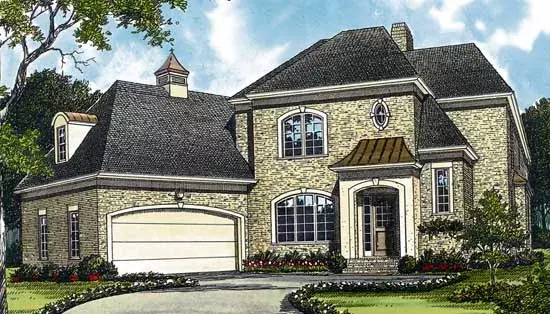European house plans 106-254 - front exterior, 2,653 sq ft, 4 bed, 3 bath house plans | Monster House Plans