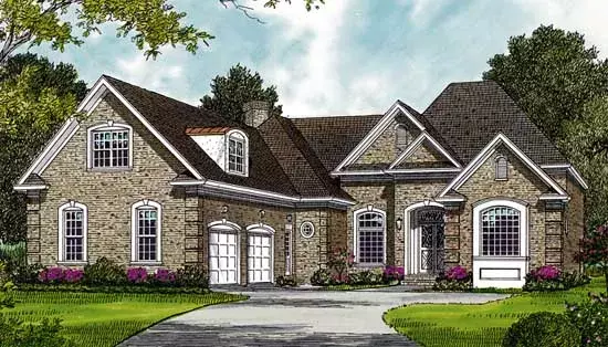 Traditional house plans 106-266 - front exterior, 2,700 sq ft, 3 bed, 2 bath house plans | Monster House Plans