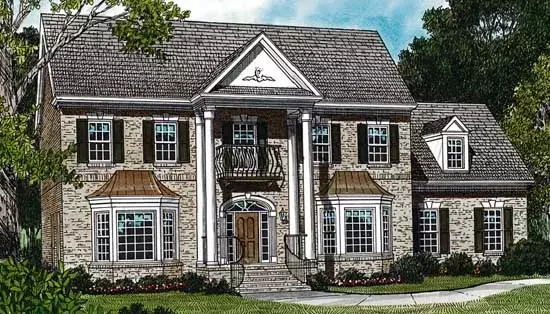 Southern Colonial house plans 106-280 - front exterior, 3,048 sq ft, 4 bed, 3 bath house plans | Monster House Plans