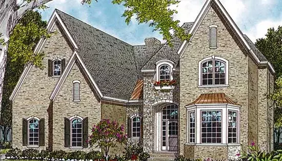European house plans 106-294 - front exterior, 2,807 sq ft, 4 bed, 3 bath house plans | Monster House Plans