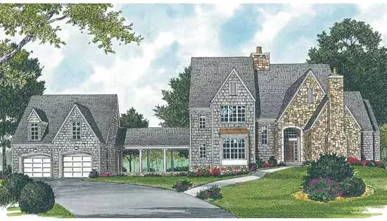 Early American house plans 106-300 - front exterior, 3,197 sq ft, 4 bed, 4 bath house plans | Monster House Plans