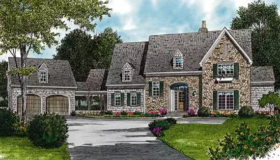Cottage house plans 106-308 - front exterior, 4,131 sq ft, 6 bed, 5 bath house plans | Monster House Plans