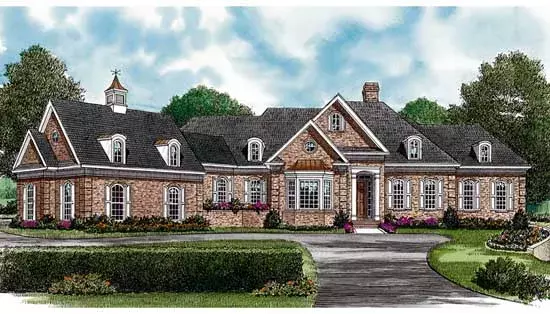 Traditional house plans 106-317 - front exterior, 4,590 sq ft, 3 bed, 3 bath house plans | Monster House Plans